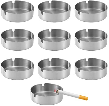10 Stücke 8 Cm Aschenbecher Edelstahl,Tischplatte Aschenbecher,Moderne Tischplatte Aschenbecher,für Partys, Grillabende oder einfach für den täglichen Gebrauch, Silber