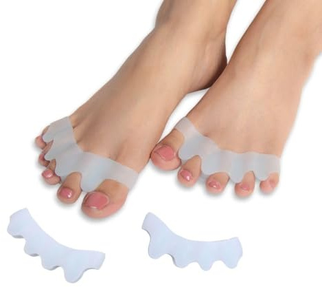Wonder Care Silicone Toe Separator For Feet Gel Toe Pads Toe Big Toe Corrector Bunion Toe Straightener Yoga Toe Stretcher Hammer Toe Bunion [White,Pair of 1-2 Pieces]