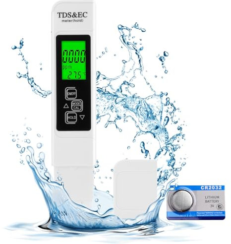 TDS Medidor de Agua, Aideepen 3 en 1 TDS/EC ppm Medidor de Agua Potable con Retroiluminación, Probador de Calidad del Agua para Piscina, Agua Potable, Acuario(independiente de la batería)