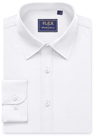 siliteelon Mens Shirts Wrinkle Free Business Shirt for Men Adult Cotton White Men's Dress Formal Shirt Regular Fit Stretch Mens Long Sleeve Shirts Work, Office, Wedding,Interview