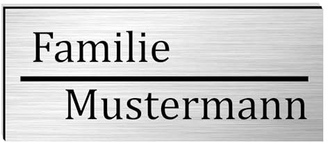 KIWISTAR UG - ab 1x - Namensschild Strich 60x25mm Briefkastenschild selbstklebend - silber-schwarz gebürstet - Klingelschild personalisiert - Briefkastenschild - Türschild mit Gravur UV und wetterfest
