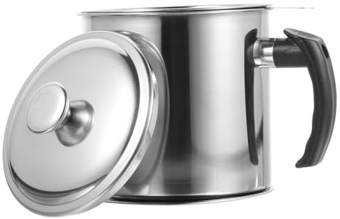 Cabilock Contenitore Per Grasso in Acciaio Inossidabile Filtro Contenitore Per Olio Da Cucina Grande Pentola Per Olio Usato Per Grasso Di Pancetta e Caldo