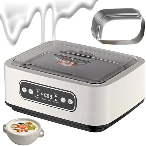 Yaourtière Ultime avec 9 Pots, Grande capacité de 1600 ML, avec contrôle de température, yaourtière Automatique électrique pour yaourts Bio, fromages et vins de Fruits Without Cup