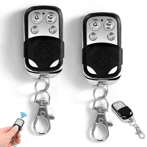 2 Stück Universal Garagentor Fernbedienung, 433 MHz Fernbedienung Klonen,Garagentoröffner Fernbedienung Mit 4 Tasten Fernschalter für Schalter Licht, Auto Garagentor Tor, Rollladenschalter