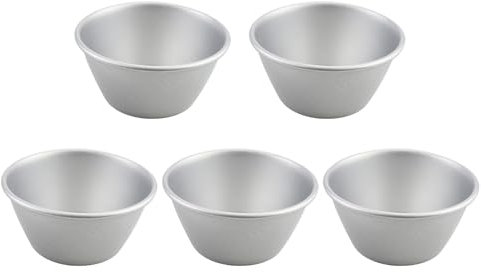 Wlikmjg Stampo per budini, 5 stampi per soufflé, in acciaio al carbonio, impilabili, per cupcake, torte, biscotti, torte, chocoflan e dessert, per budini e dessert alla gelatina