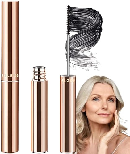 Waterproof Black Mascara for Older Women 60 Plus - Telescopic Mascara Waterproof Specifically Designed for Mature Women, Smudge-proof, Slim Adjustable Brush, No Clumps