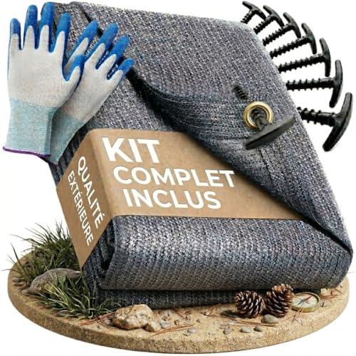 WILDGÅRD® Alfombra para Exteriores – Azul/Gris – Varios tamaños – 250 x 450 cm – Alfombra de toldo para Camping, Caravana o Autocaravana + Bolsa de Transporte, Guantes de jardín y 8 piquetas en T