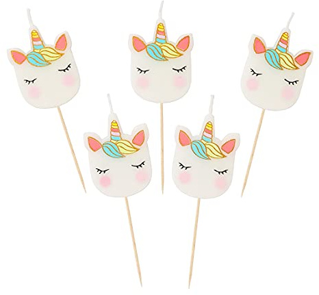 Talking Tables Candles Candele di Compleanno a Forma di Unicorno Confezione da 5 Pezzi, Cera