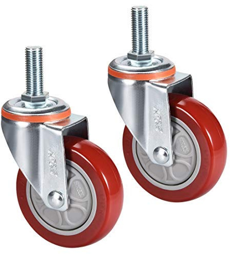 Ruote girevoli Rotella girevole PU Ruota da 4 pollici di diametro M16 x 40 mm Asta filettata Capacità 286 Lb, 2 pezzi