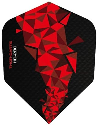 THOR-DARTS®™ Exklusiv linje: 150 Micron F2 Darts Flights HD-280 svart Dart Flys extra lång hållbar tjocklek 150 mic Ultra Strong (24 stycken (8 set), röd/röd)