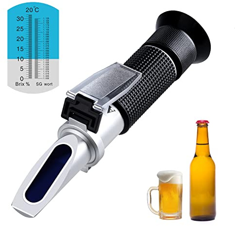 Brix Refractometer for Brewing Beer Wort Refractometer, Handheld Brix Refractometer Hydrometer with ATC (Automatic Temperature Compensation) Function