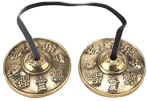 Campana Tibetana, Instrumentos de Percusión Budistas Campanas Budistas Tibetanas Campanas Tingsha Cymbals para Yoga Mediación Zen Práctica Terapia de Sonido Curación(patrón auspicioso)