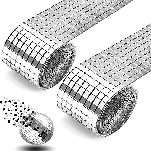 CAEEKER 3200 Pieces Self-Adhesive Mirror Mosaic Tiles - Mini Square Glass Stickers for DIY Craft Wall Decoration (Silver, 5 x 5 mm)
