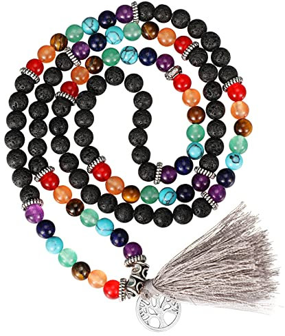 Fiada 108 Mala Prayer Beads Gemstone Mala Bracelet Necklace 6 mm Buddha Yoga Rosary Reki Healing Bracelet