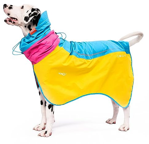HOWGO Hunderegenmantel, verstellbar, wasserdicht, winddicht, mit Loch für die Leine für kleine, mittelgroße und große Hunde (mehrfarbig, XXS)