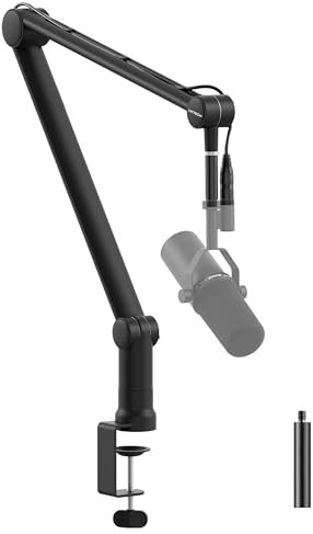 IXTECH Mikrofonarm Verstellbarer 360° drehbarer Mikrofonständer Tisch Stabiles Recording-Equipment aus Edelstahl Microfon Boom Arm Klappbarer Mikrofonhalter für Radiostudios Podcast Gaming Ext. Tube