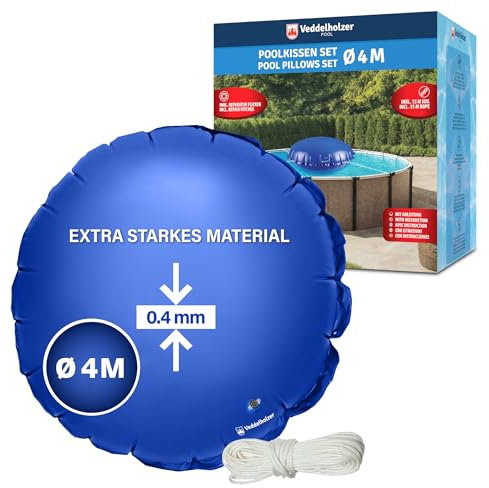 Veddelholzer XXL Ø 4m Poolkissen rund Set Inkl. 15 m Befestigungsseil & Reparaturkit Luftkissen zur Poolabdeckung. Perfektes Pool Zubehör zur Überdachung Abdeckung im Winter und bei schlechtem Wetter