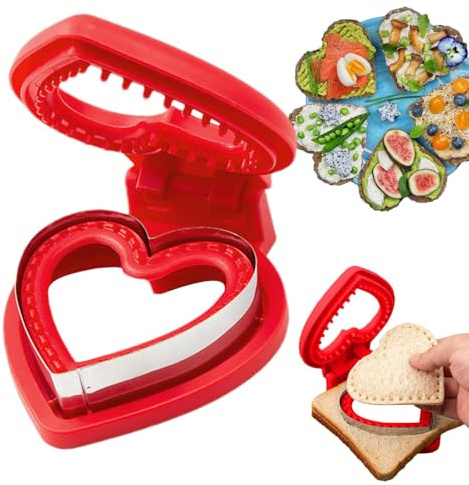 Zuasdvnk Taglierina per bordi del pane sandwich, taglierina a forma di sandwich - Tagliapane e sigillatore per pane in acciaio inossidabile con design a cuore - Formine per biscotti per cibo da picnic