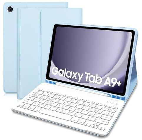 COEZFE Custodia con Tastiera per Samsung Galaxy Tab A9+ 11 Pollici 2023, Italiano QWERTY Rimovibile Bluetooth Tastiera, Custodia Tastiera per Samsung Galaxy Tab A9 Plus 11 (SM-X210/X216/X218), Blu