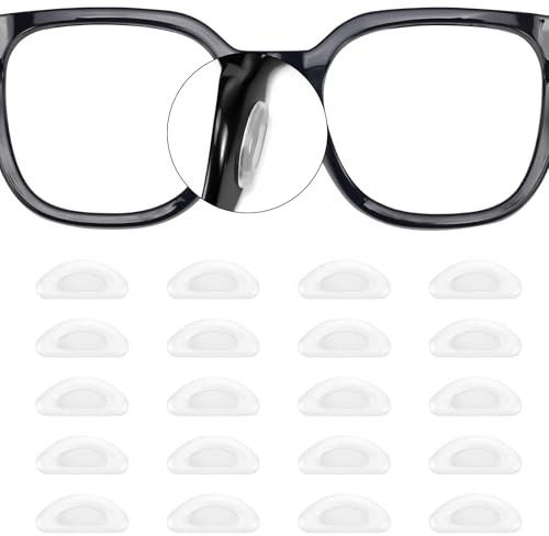 20 Pairs Eyeglass Nose Pads Stick On Silicone Anti-Slip for Glasses Sunglasses Thin Nose Pads Eyeglasses, Adhesive Nose Pad for Eyeglass, Anti Slip Eyeglass Nose Pads (Clear)