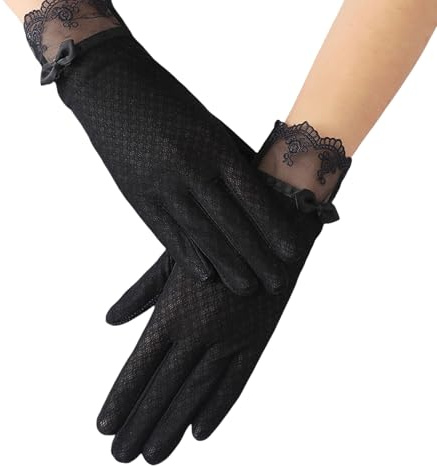 OTKARXUS 1 paire de gants de protection solaire pour femme - En dentelle de soie glacée - Antidérapants - Pour écran tactile - Pour équitation, cyclisme, randonnée, pêche, activités de plein air