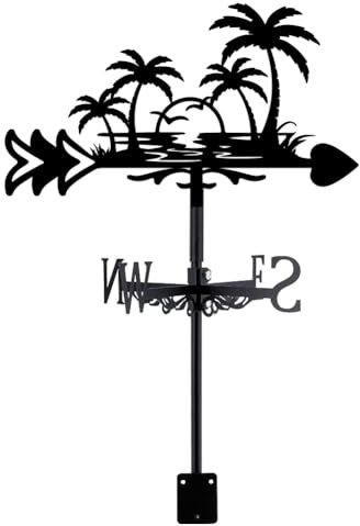 SUPERDANT Veletas De Jardín al aire libre puesta de sol a la orilla del mar para techo de tortuga Veleta de Medallas en la orilla del mar con forma de cocotero y gaviota para refugio indicador