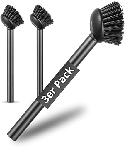 Spülbürste 3er Pack schwarz I Modernes Design für Schwarze Küchen, minimalistisch I Küchenbürste handlich & effektiv I Geschirrbürste I Abwaschbürste I Reinigungsbürste schwarz, Cleaning Brush