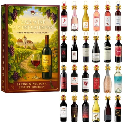 Calendrier de l'Avent 2025, calendrier de l'Avent 2025, 24 jours de Noël, un voyage quotidien de dégustation à travers les différentes saveurs des vins (vert)