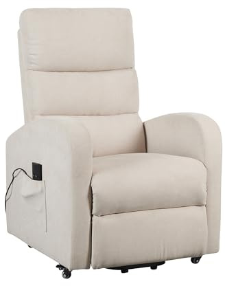 POLTRONE ITALIA Poltrona Relax Elettrica 4 ruote reclinazione poltrona per anziani soggiorno elevabile Detraibile 19% microfibra Beige
