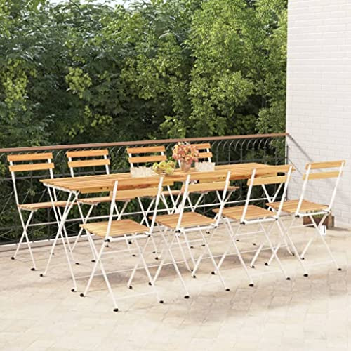 Tonture Bistrostühle Klappbar 8 STK., Massivholz Akazie und Stahl, 39x45x79 cm, Robuste Gartenstühle für Outdoor Dining, Balkon und Terrasse