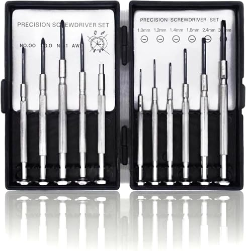 11-i-1 magnetisk precisionsskruvmejselsats professionell mini reparationsverktygssats för glasögon elektronik klocka smycken PC bärbar dator med halkfritt handtag