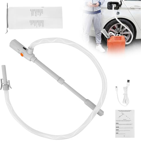 Pompa per Trasferimento di Carburante Elettrica, Pompa a Benzina 2,8 GPM con Doppia Alimentazione USB-C/AA, Pompa a Sifone Portatile con Sensore di Arresto Automatico per Benzina, Diesel, Olio