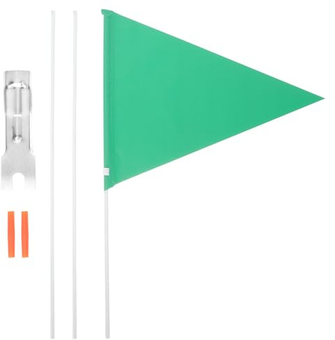 POPETPOP Bandera de Bicicleta Infantil Verde Asta Sólida de Fibra de Vidrio Resistente al Desgaste, Bandera Publicitaria Ajustable para Seguridad en Ciclismo y Accesorios