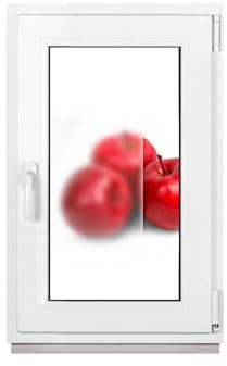 Framex källarfönster, plastfönster, vitt, frostat glas, satinat, bredd x höjd 45 x 90 cm (450 x 900 mm) 2-vägs (32 mm) vridbar luta DIN höger (vänsterhandtag)