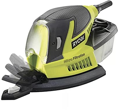 Ryobi Smerigliatrice 100 W con 5 fogli abrasivi + levigatrice per dita per levigatura precisa RPS100-S