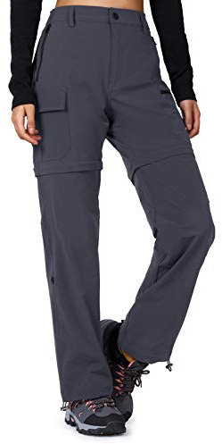 Cycorld Women's-Hiking-Pants-Convertible Quick-Dry-Stretch-Lightweight Zip-Off Outdoor Pants with 5 Deep Pockets (Grey, Large)