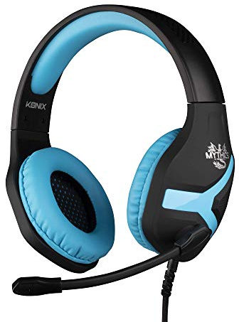Konix Mythics Casque Gaming Filaire Nemesis pour PS4 et PS5 - Microphone 45° - Câble 1,5 m - Prise Jack 3,5 mm - Noir et Bleu