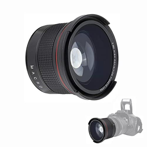 Fisheye-Objektiv, 58 mm 0,35-faches Fisheye-Superweitwinkelobjektiv für SLR-DSLR-Kamera Schwarz