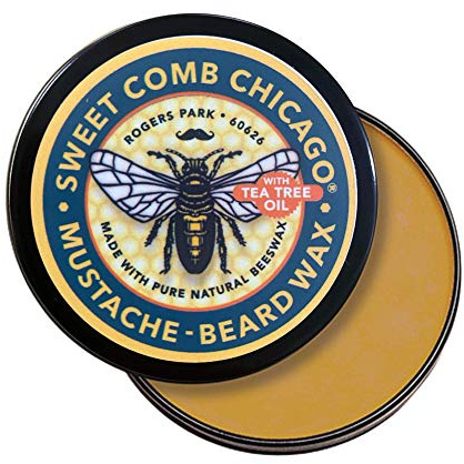 Sweet Comb Chicago Mustache & Beard Styling Wax, Medium Hold for Styling Men's Facial Hair, Great for Handlebar, Zappa, Beards to a Full, Square or Even Short Box Style Now with Tea Tree Oil