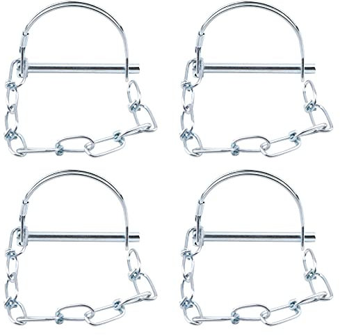 INCREWAY Perni di bloccaggio dell'albero, 4 pezzi, 6 mm, in acciaio al carbonio, con anello rotondo, perno di bloccaggio con catena di sicurezza per pista, fattoria, prato