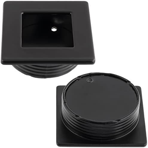 AERZETIX - C64299-2er-Set Griffe für möbel einlassgriffe quadratisch 46x46 mm Ø40 mm für schiebetür - möbel schrank schublade innendekoration küche wohnzimmer - aus kunststoff - farbe schwarz matt