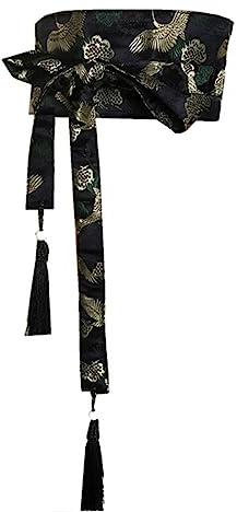 Cinturón kimono tradicional japonés para mujer, corsé con borlas, patrón de ondas azules, cinturón ancho, Yukata, grulla Haori Obi, cinturones asiáticos, 8 (Reino Unido), 15cm width