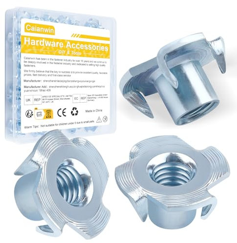 M5 x 8mm Einschlagmutter 50 Stück, Caianwin Kohlenstoffstahl Einschlagmuttern mit 4 Einschlagspitzen, Einschlaghülsen Schlagmuttern