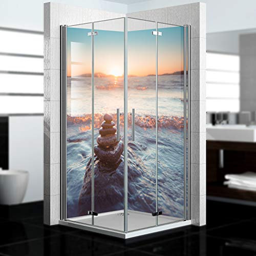 dedeco Pannello posteriore doccia impermeabile, motivo: Calm V1, 2 x 90 x 210 cm, come pannello posteriore per il bagno per la sostituzione delle piastrelle, come parete decorativa, rivestimento da