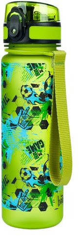 Baagl Kinder Trinkflasche Auslaufsicher Wasserflasche 500ml, Schule und Sport Flasche für Jungen Mädchen Tritan (Football Game)