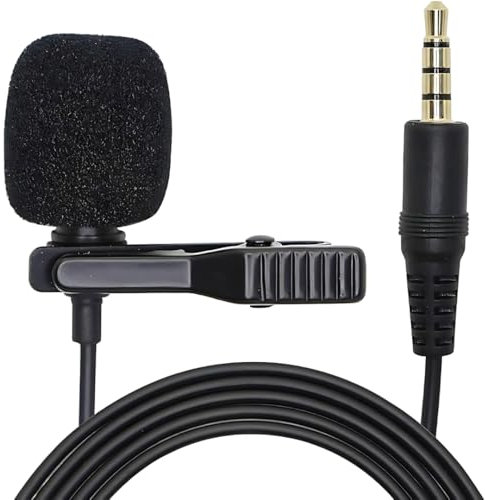 3.5mm Stereo Professional Microphone, Lavalier Lapel Microphone Clip-on mic, Omnidirectional Condenser Mic, Clip-on Lavalier Microphone for PC, Laptop, DSLR Camera, Recording Podcast