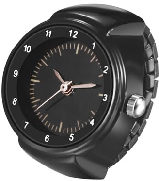Avaner Ringuhr Damen Herren Edelstahl: Moderne Fingeruhr mit Elastischem Edelstahlband Arabischen Zahlen Analog Quarzuhr Perfekt für Arbeit Freizeit Zuhause
