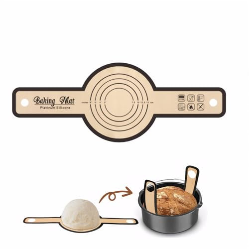 Tapis de Cuisson en Silicone,Élingue à Pain en Silicone Réutilisable Tapis de Pâtisserie Antidérapant Tapis de Pain avec Longues Poignées pour Biscuits Pain