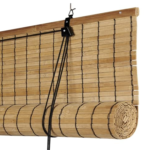 Estor bambú Natural Premium Lamas 8mm Sombra y privacidad 60x175 cm