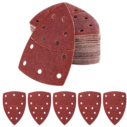 70 Stück Schleifpapier Dreieckschleifer Set, 105x152 mm (93x93x93 mm), 7 Körnungen P40-P400, Klettschleifpapier für Holz/Metal/Kunststoff, Kompatibel mit Bosch PSM 100A/160/200 AES/18